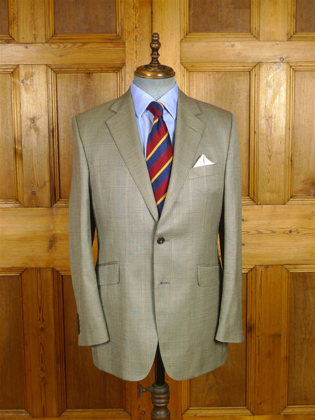 26/0586 immaculate vintage aquascutum wool & silk pale green wp check sports jacket blazer 39 regular