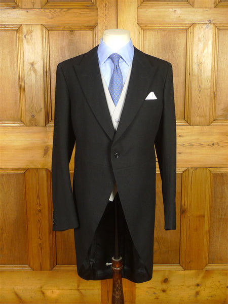 26/0591 immaculate 1986 dege & sons savile row bespoke black wool morning coat for royal ascot / weddings 38 regular to long