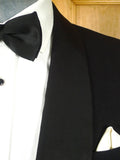 26/0610 vintage 1950s 1960s london tailor black barathea dinner jacket w/ grosgrain silk shawl lapel 39 regular