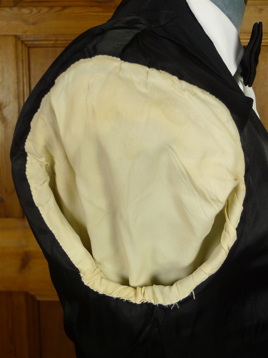 26/0610 vintage 1950s 1960s london tailor black barathea dinner jacket w/ grosgrain silk shawl lapel 39 regular
