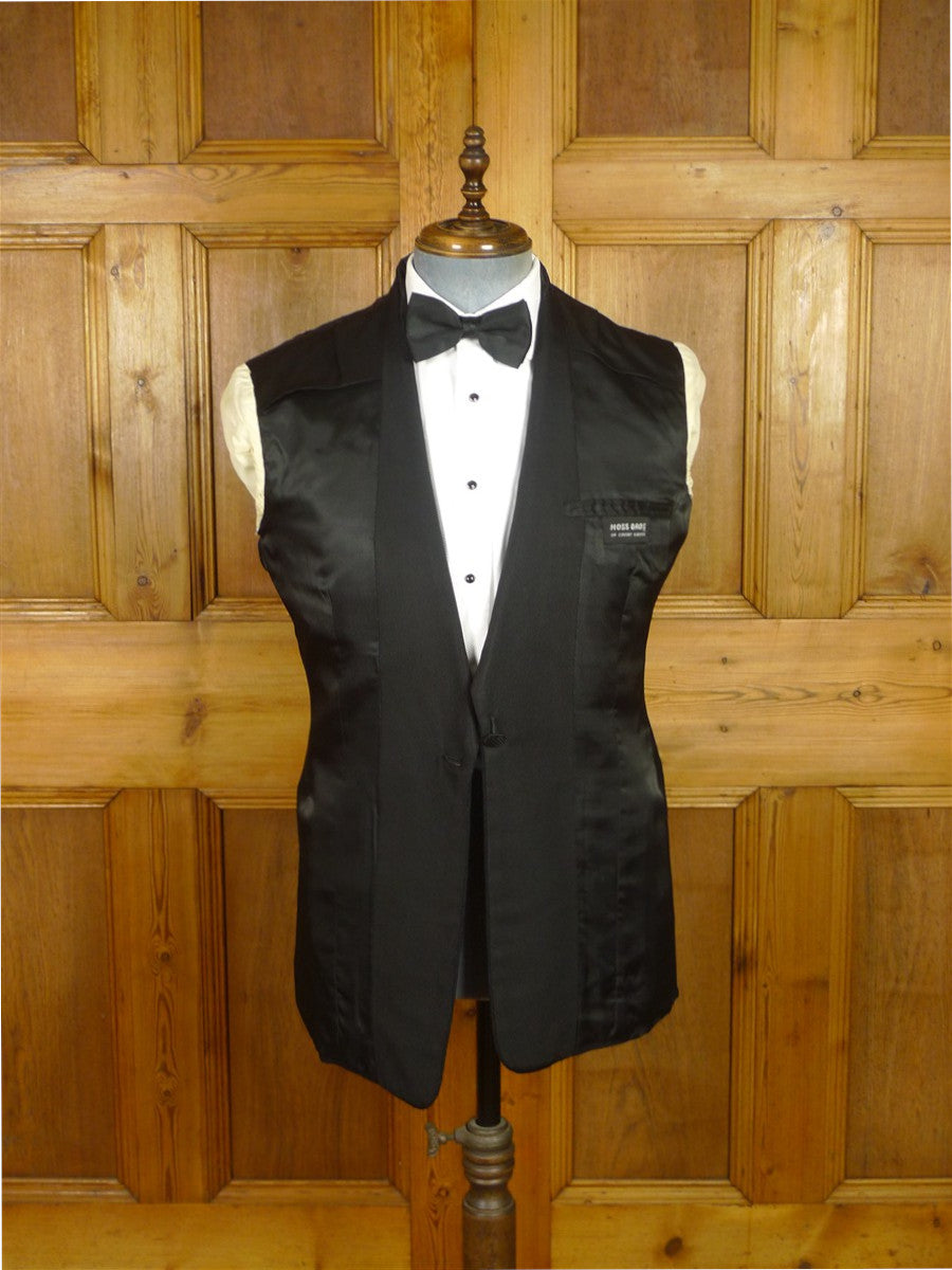 26/0610 vintage 1950s 1960s london tailor black barathea dinner jacket w/ grosgrain silk shawl lapel 39 regular