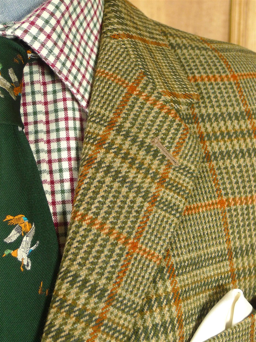 26/0602 near immcaculate bladen supasax green / amber glen check tweed jacket 38 regular to long
