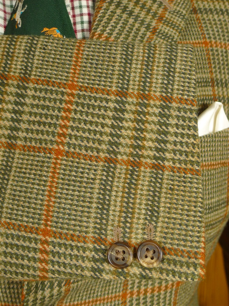 26/0602 near immcaculate bladen supasax green / amber glen check tweed jacket 38 regular to long