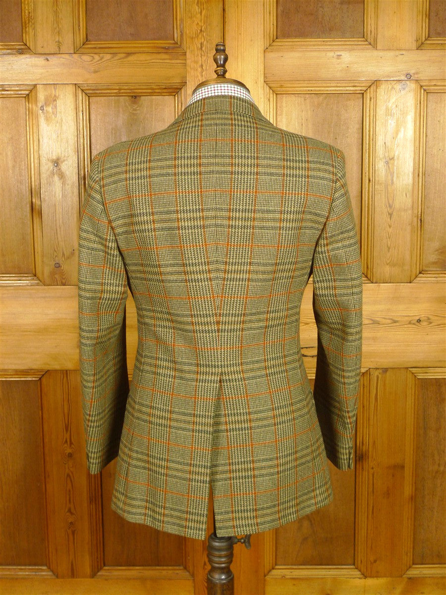 26/0602 near immcaculate bladen supasax green / amber glen check tweed jacket 38 regular to long