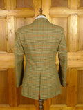 26/0602 near immcaculate bladen supasax green / amber glen check tweed jacket 38 regular to long