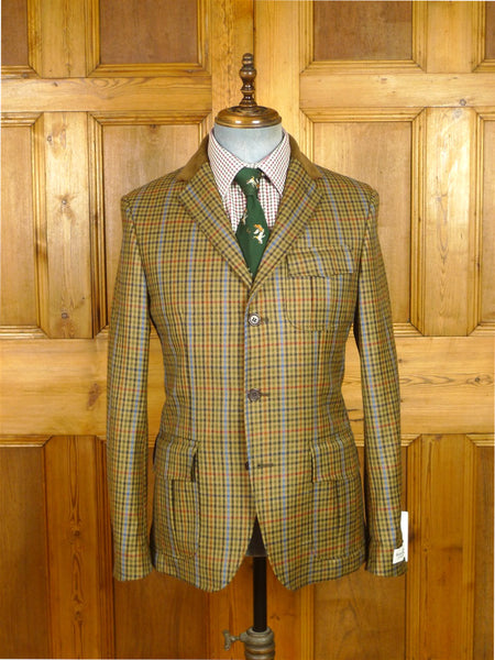 26/0603 new w/ tags bernard weatherill savile row rtw gun check wool country sports jacket w/ corduroy collar 40