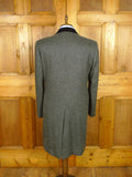 26/0605 immaculate 100% camelhair grey herringbone wool overcoat w/ velvet collar 42 regular