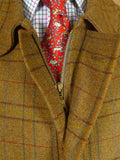 26/0606 near immaculate vintage daks (made by invertere) brown graph check tweed raglan sleeve shooting field coat w/ ghillie collar 44