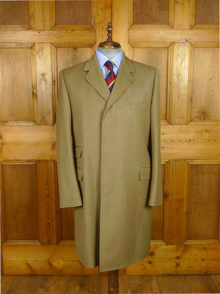 26/0607 mint unworn ede & ravenscroft stone venetian wool covert coat w/ original e&r bag 44 regular