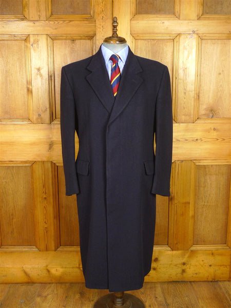26/0613 vintage crombie navy blue wool fly-front overcoat coat 42-44 regular