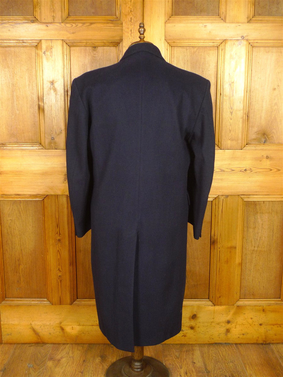 26/0613 vintage crombie navy blue wool fly-front overcoat coat 42-44 regular