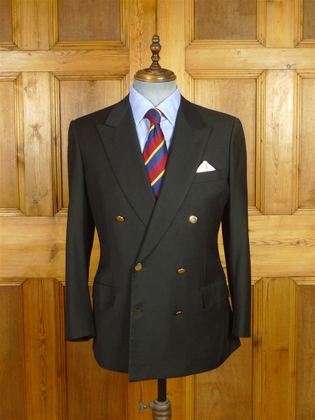 26/0594 vintage brioni black d/b wool blazer w/ embroidered linings 39 short