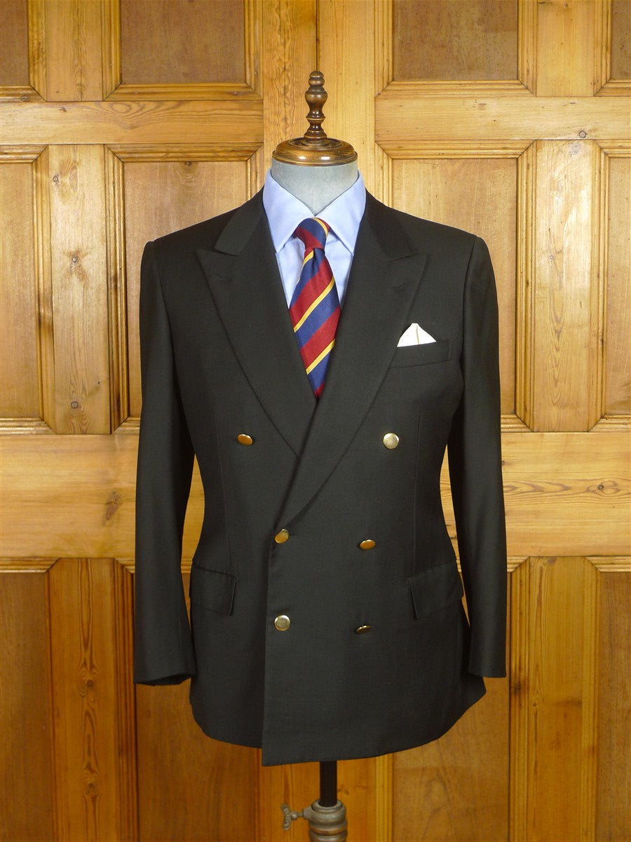 26/0594 vintage brioni black d/b wool blazer w/ embroidered linings 39 short