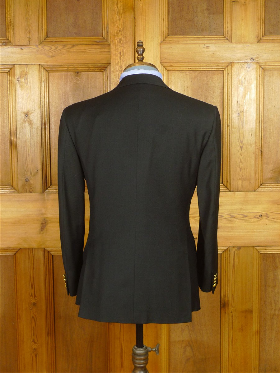 26/0594 vintage brioni black d/b wool blazer w/ embroidered linings 39 short