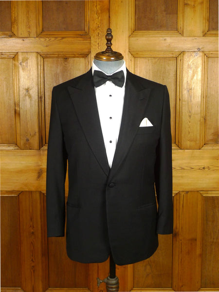 26/0599 vintage brioni canvassed black wool sb peak lapel dinner jacket w/ grosgrain silk facings 39-40 reg