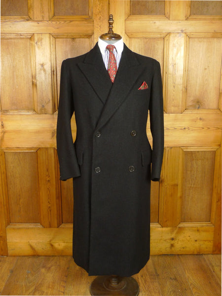 26/0609 fabulous genuine 1940s vintage extra-heavy charcoal grey full-length d/b wool 'king coat' overcoat 40