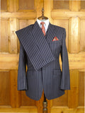 26/0626 stanley ley city of london navy blue rope-stripe 3-piece worsted suit 42 regular