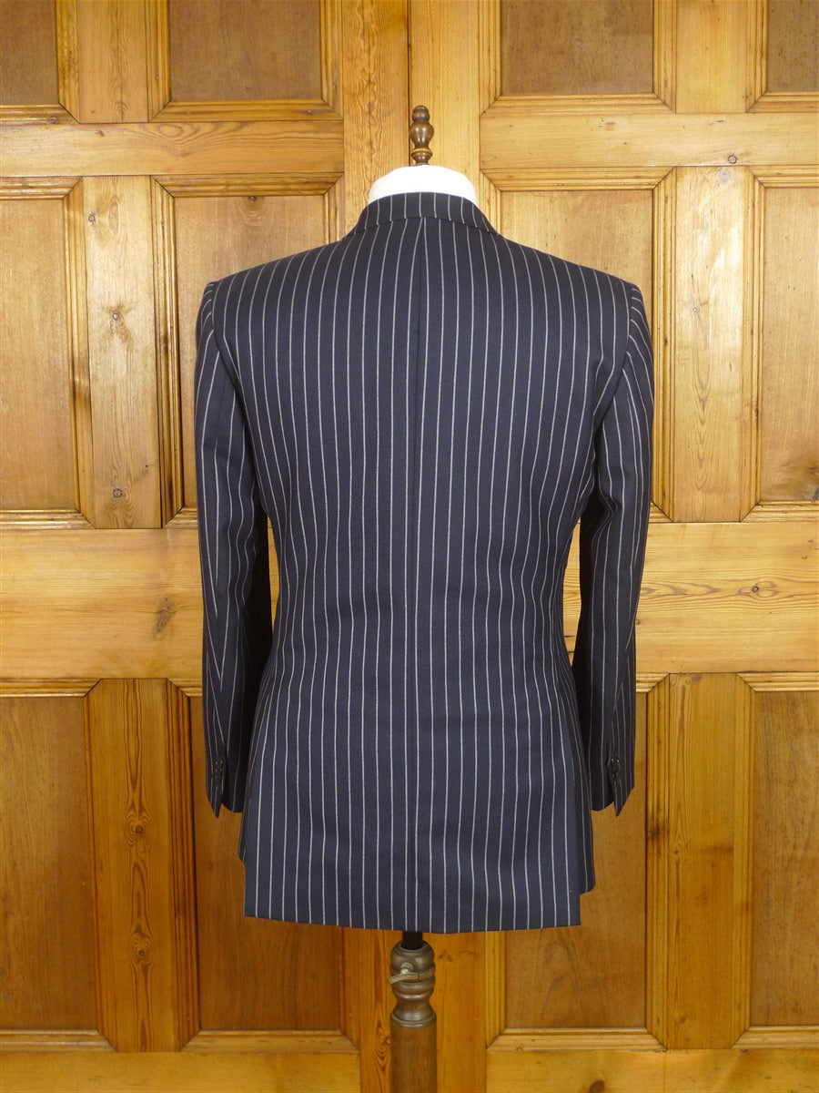 26/0626 stanley ley city of london navy blue rope-stripe 3-piece worsted suit 42 regular