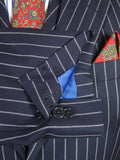 26/0626 stanley ley city of london navy blue rope-stripe 3-piece worsted suit 42 regular