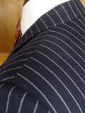 26/0626 stanley ley city of london navy blue rope-stripe 3-piece worsted suit 42 regular