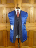 26/0626 stanley ley city of london navy blue rope-stripe 3-piece worsted suit 42 regular