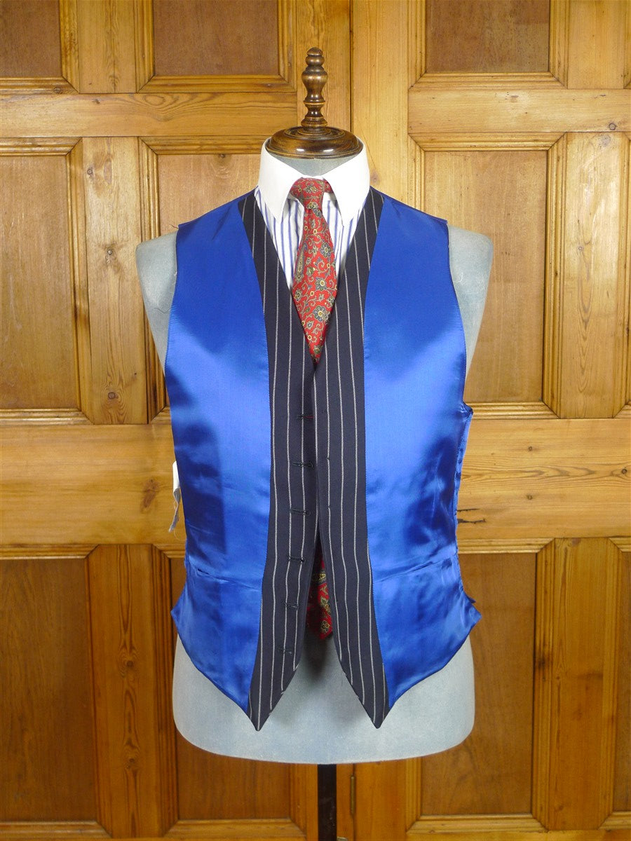26/0626 stanley ley city of london navy blue rope-stripe 3-piece worsted suit 42 regular