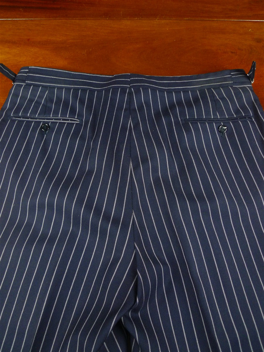 26/0626 stanley ley city of london navy blue rope-stripe 3-piece worsted suit 42 regular
