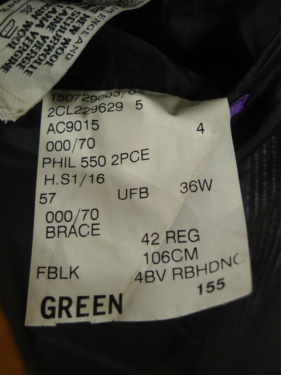 26/0623 ralph lauren purple label black pin-stripe worsted flannel suit 40 regular