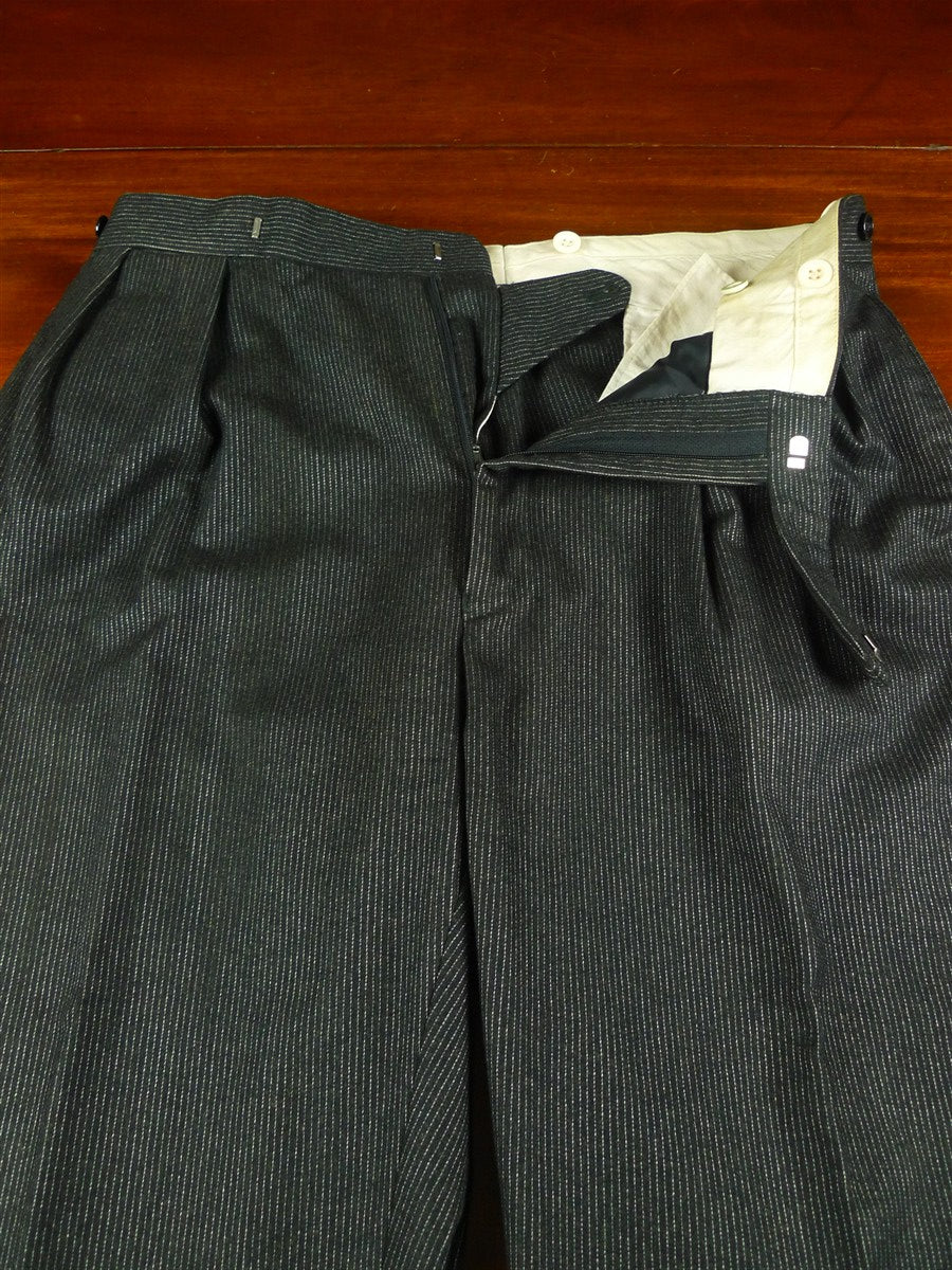 26/0623 ralph lauren purple label black pin-stripe worsted flannel suit 40 regular