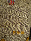 26/0625 beautiful genuine 1940s ww2 era vintage d/b brown wide herringbone weave tweed overcoat coat 38-39