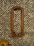 26/0625 beautiful genuine 1940s ww2 era vintage d/b brown wide herringbone weave tweed overcoat coat 38-39