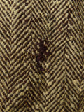 26/0625 beautiful genuine 1940s ww2 era vintage d/b brown wide herringbone weave tweed overcoat coat 38-39