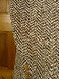 26/0625 beautiful genuine 1940s ww2 era vintage d/b brown wide herringbone weave tweed overcoat coat 38-39