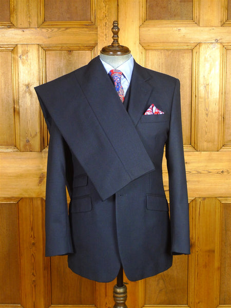 26/0621 stanley ley city of london navy blue birdseye weave wool 3-piece suit 42 regular