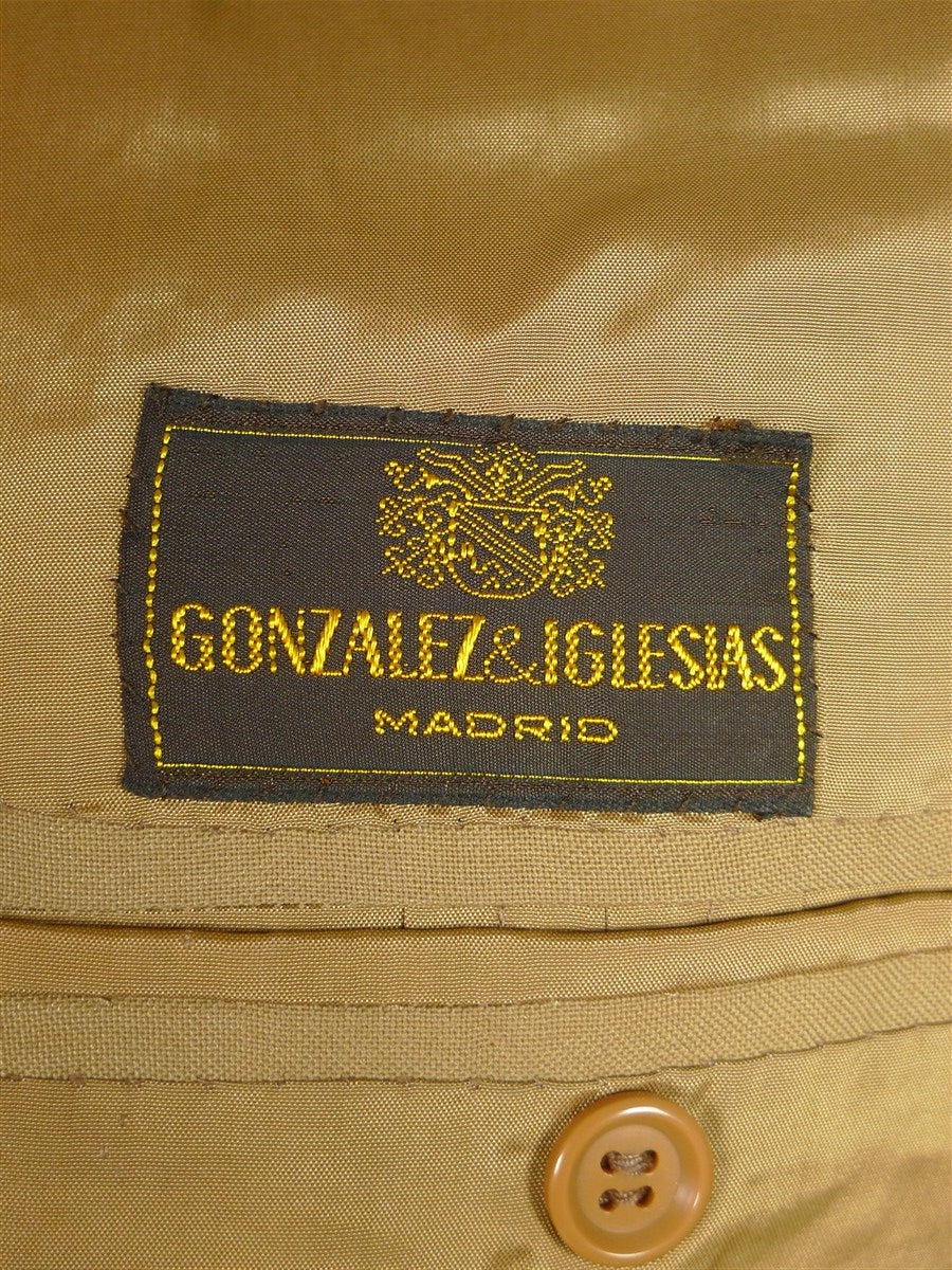 26/0634 madrid 1991 bespoke canvassed tan brown worsted suit 44 regular