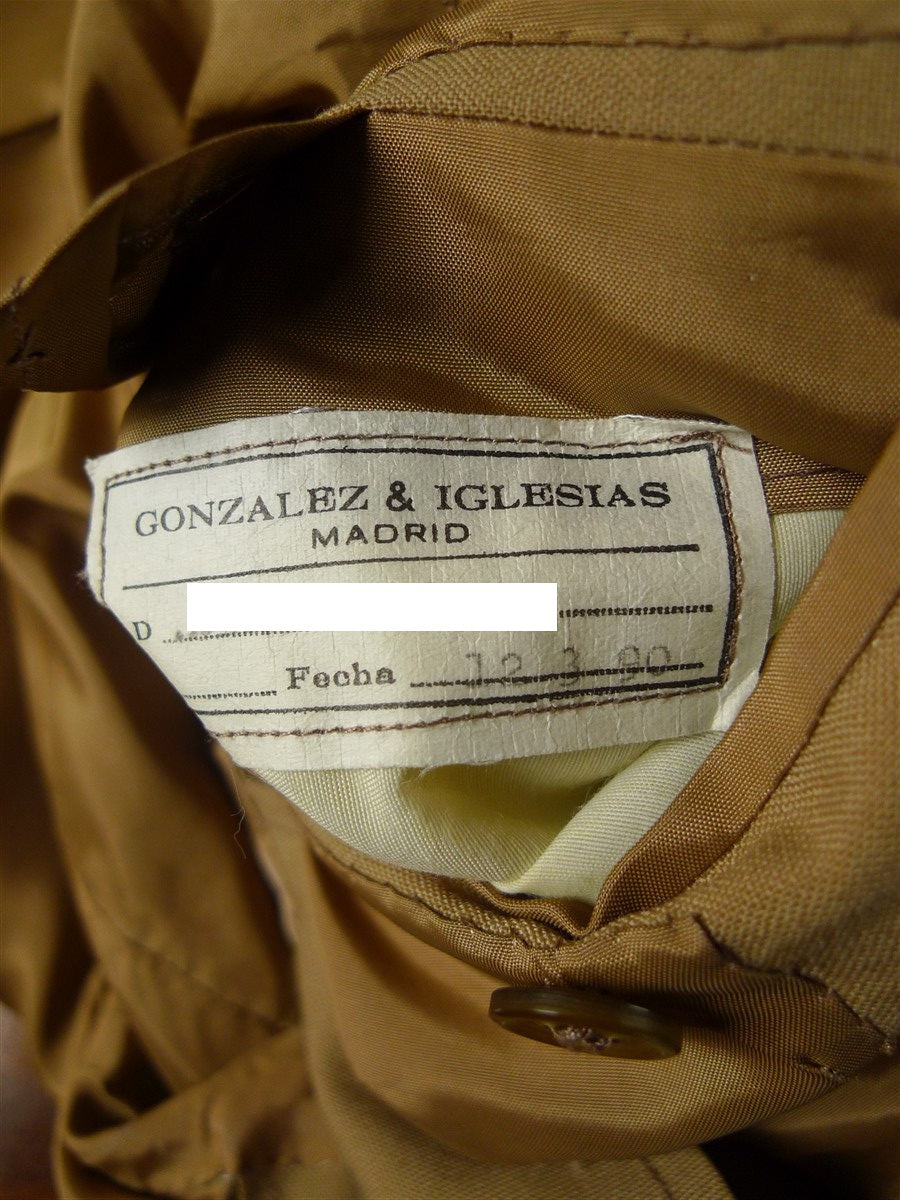 26/0634 madrid 1991 bespoke canvassed tan brown worsted suit 44 regular