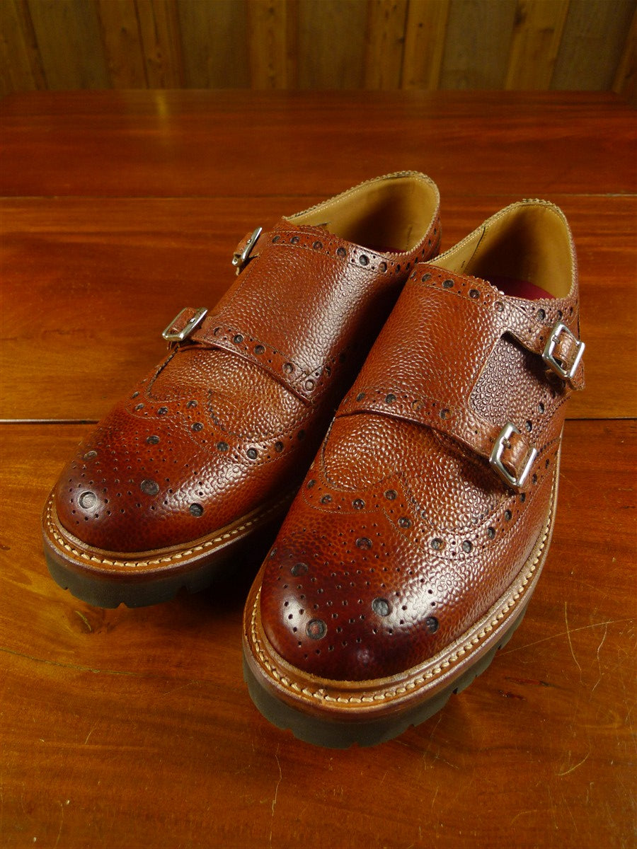 26/0630 new in box grenson archer tan textured leather monk strap shoe (rrp £345) uk 11g