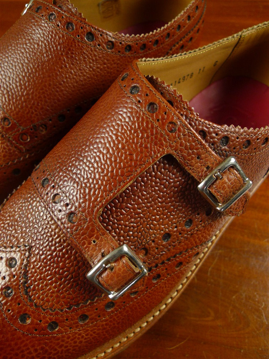 26/0630 new in box grenson archer tan textured leather monk strap shoe (rrp £345) uk 11g