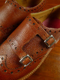 26/0630 new in box grenson archer tan textured leather monk strap shoe (rrp £345) uk 11g