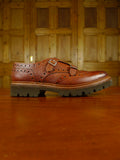26/0630 new in box grenson archer tan textured leather monk strap shoe (rrp £345) uk 11g