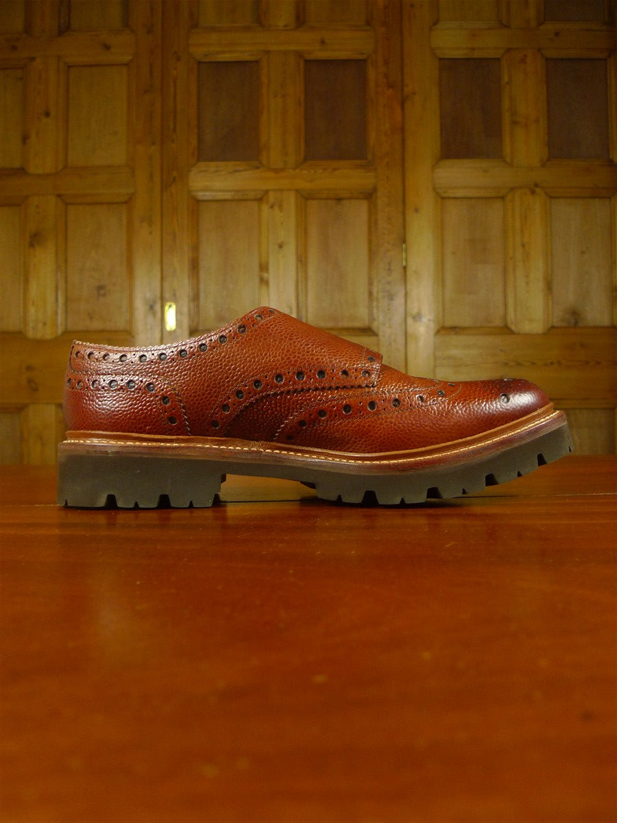 26/0630 new in box grenson archer tan textured leather monk strap shoe (rrp £345) uk 11g