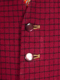 26/0641 beautiful 1950s vintage burgundy red tattersall check wool country waistcoat 42