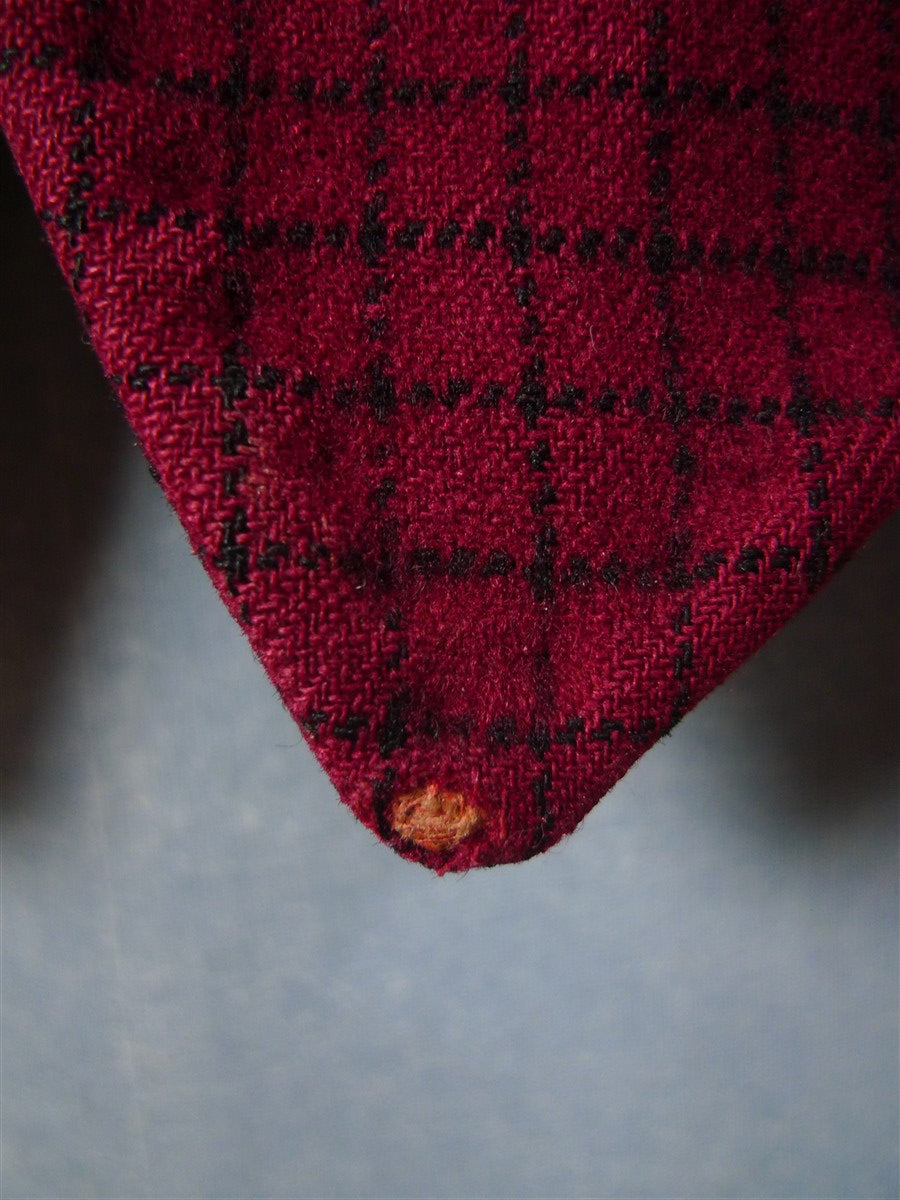 26/0641 beautiful 1950s vintage burgundy red tattersall check wool country waistcoat 42