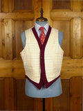 26/0641 beautiful 1950s vintage burgundy red tattersall check wool country waistcoat 42