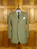 26/0645 immaculate swaine adeney heavyweight green keepers tweed hacking jacket w/ ghillie collar 44 regular