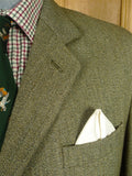 26/0645 immaculate swaine adeney heavyweight green keepers tweed hacking jacket w/ ghillie collar 44 regular