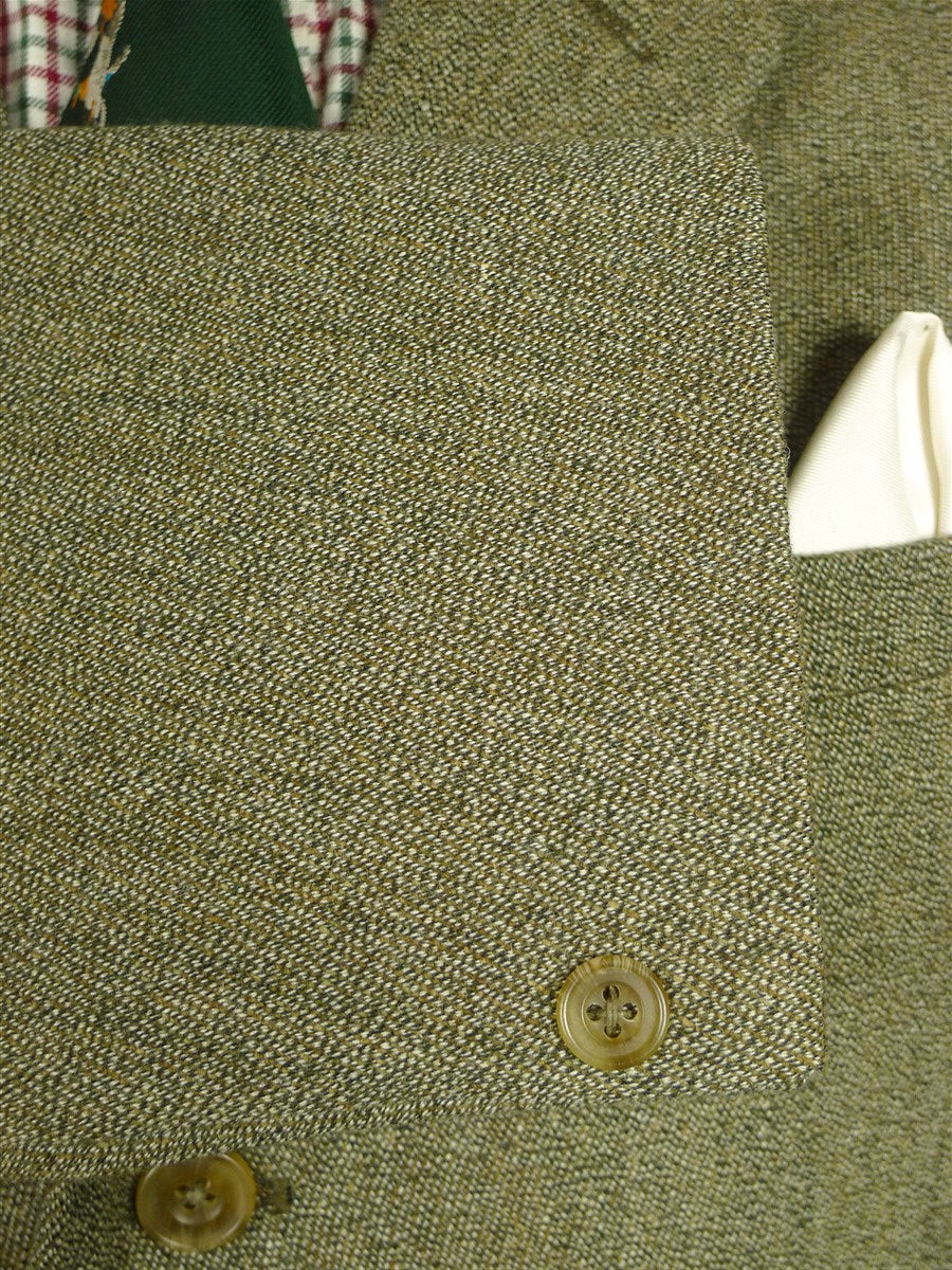 26/0645 immaculate swaine adeney heavyweight green keepers tweed hacking jacket w/ ghillie collar 44 regular