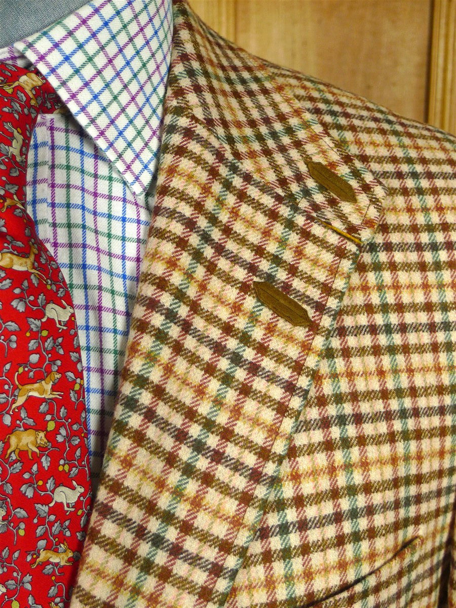 26/0646 beautiful nearly new daks wool & 10% cashmere gun check country sports jacket w/ suede facings 40 regular