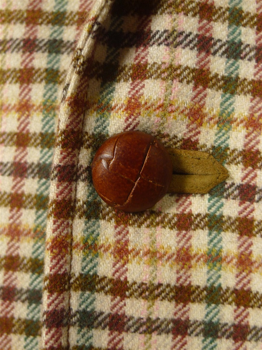 26/0646 beautiful nearly new daks wool & 10% cashmere gun check country sports jacket w/ suede facings 40 regular
