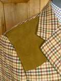 26/0646 beautiful nearly new daks wool & 10% cashmere gun check country sports jacket w/ suede facings 40 regular